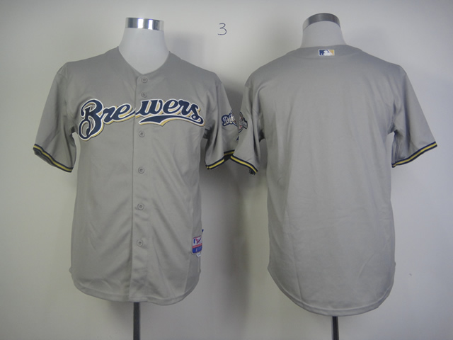 Men Milwaukee Brewers Blank Grey MLB Jerseys